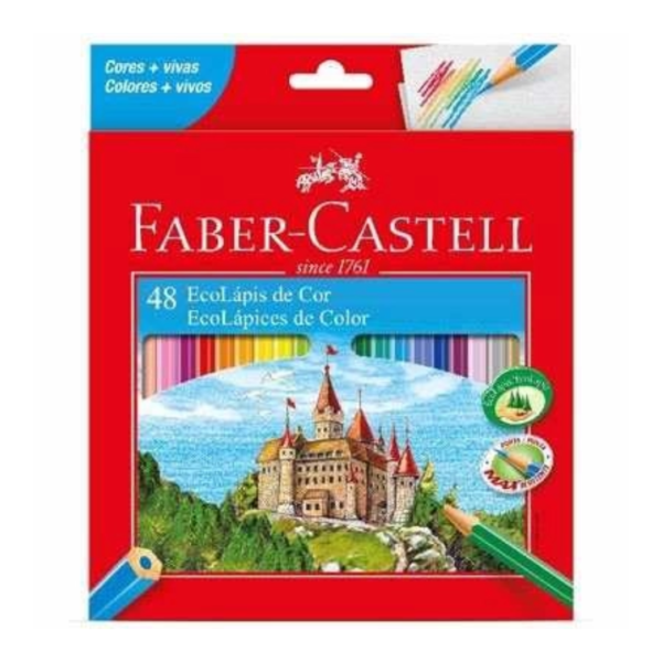 Lápis de Cor Sextavado, Faber-Castell, Ecolápis, 48 Cores