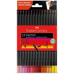 Ecolápis de cor supersoft, 15 cores, tons quentes, Faber-Castell