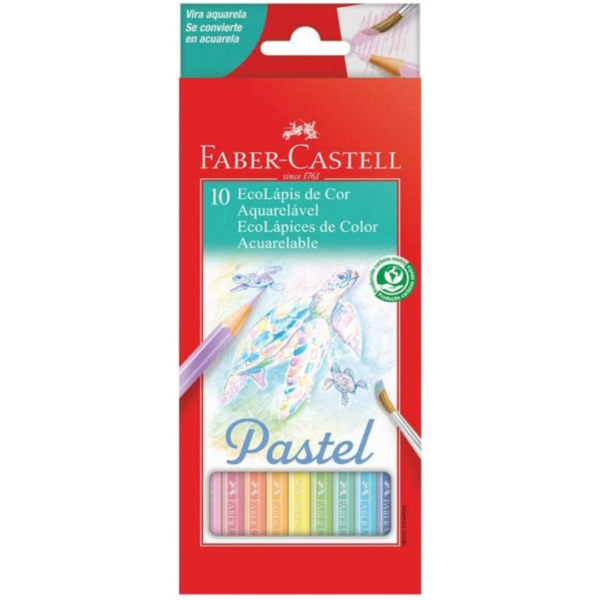 Ecolapis de Cor Aquarelável, Tons pastel, estojo com 10 cores, Multicor, Faber-Castell