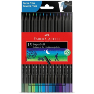Ecolápis de cor supersoft, 15 cores, tons frios, Faber-Castell