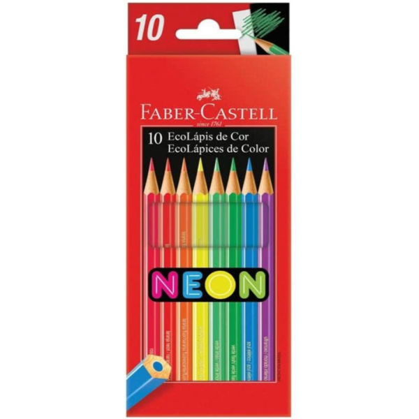 Ecolapis de cor, Cores Neon, Estojo com 10 cores, Multicor, Faber-Castell