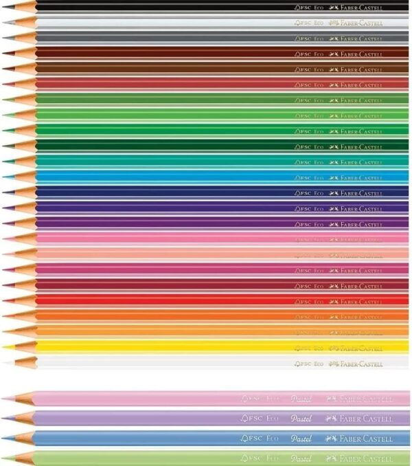 Ecolapis de cor Faber-Castell, com + 4 pastel, estojo com 24 cores, Multicor - - Imagem 2