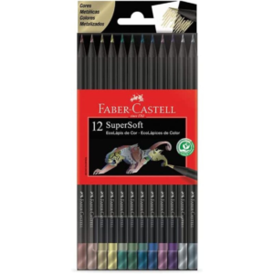 EcoLápis de Cor Supersoft 12 Cores Metálicas, Faber-Castell