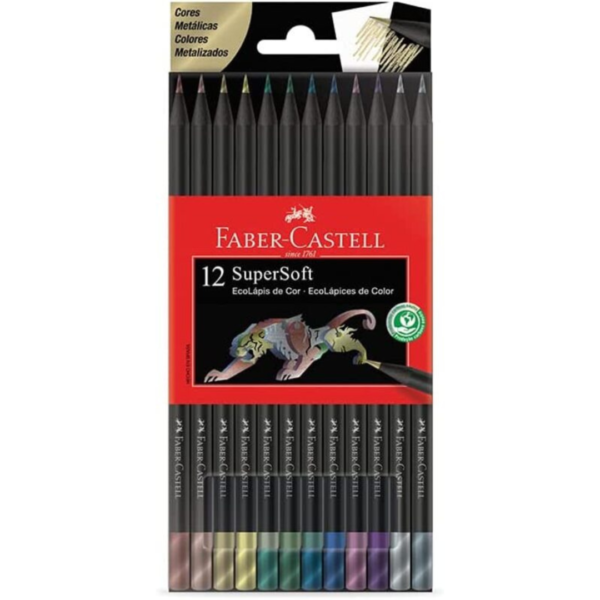 EcoLápis de Cor Supersoft 12 Cores Metálicas, Faber-Castell