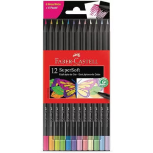 Lapis De Cor Supersoft 12 Cores Neon E Pastel Faber Castell