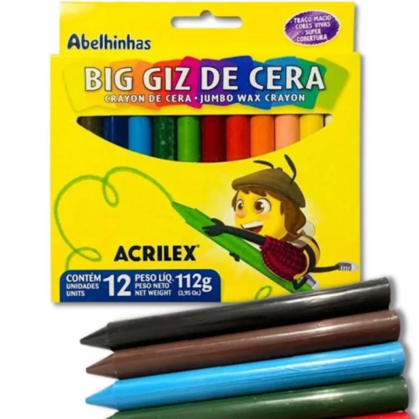 Gizão Big Giz de Cera Jumbo com 12 Unidades - Acrilex - Imagem 3