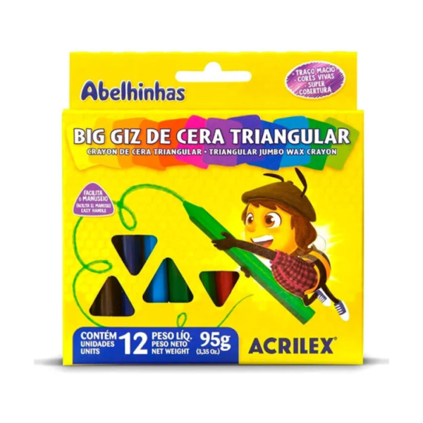 Big Giz Cera Triangular Escolar 12 Cores Jumbo - Acrilex
