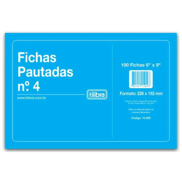 Ficha Pautada Número 3 – 6x9 100 Folhas -Tilibra