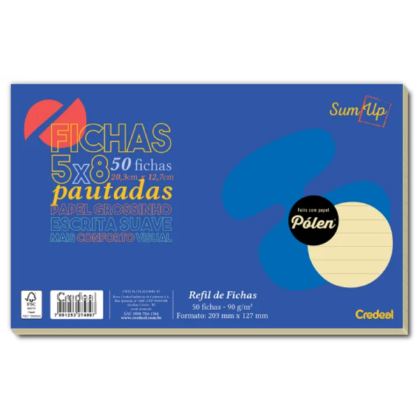 Fichas 5x8 Pautadas – Papel Pólen – SumUp CREDEAL
