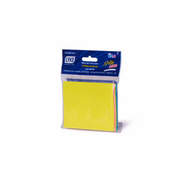 Bloco Adesivo para Recado Lyke Neon 5 Cores c/ 100 folhas