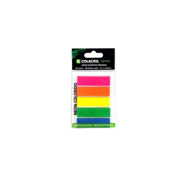 Marcador De Página Adesivo Colacril Neon Retangular