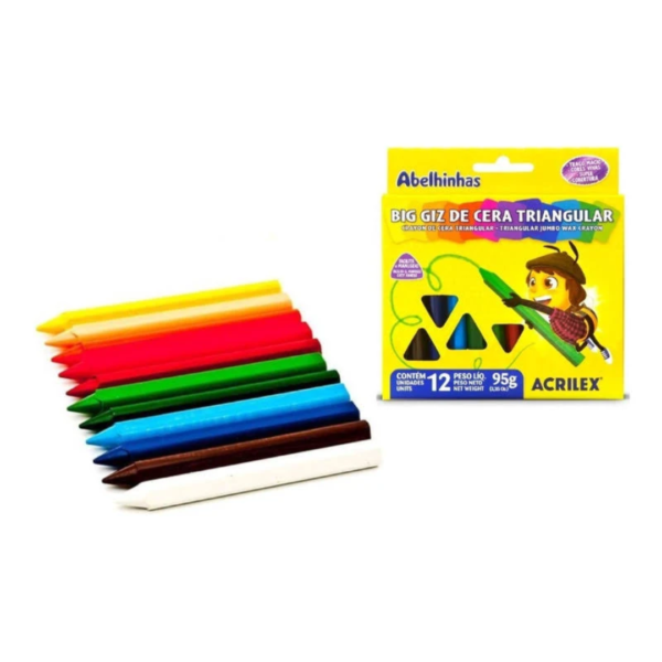 Big Giz Cera Triangular Escolar 12 Cores Jumbo - Acrilex - Imagem 2