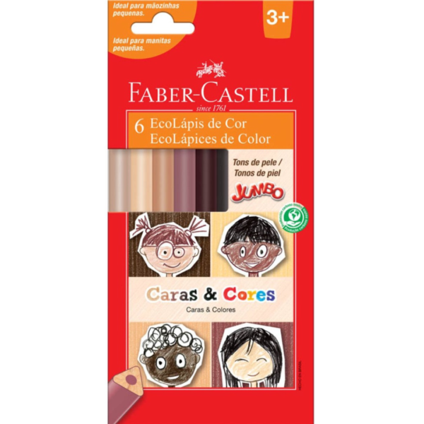 Lapis De Cor Jumbo 6 Cores Tons De Pele