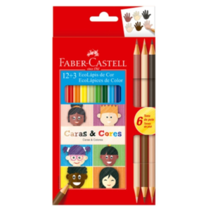 Lápis de Cor Caras & Cores 12 Cores+ 6 Tons de Pele - Faber-Castell