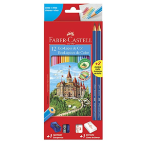 Lápis de Cor Ecolápis 12 cores + 1 barracha + 1 apontador + 2 lápis grafite - Faber-Castell