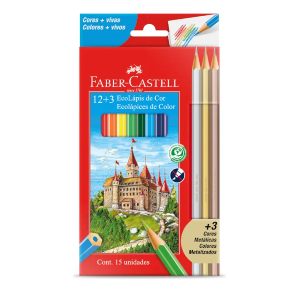 Lápis de Cor Ecolápis com 12 Cores + 3 Metálicos
