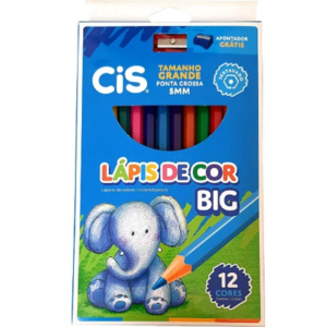 Lápis De Cor Plastic Jumbo C/ 12 Cores + Apontador CIS