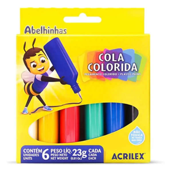 Cola Colorida C/6 Cores 23g ACRILEX