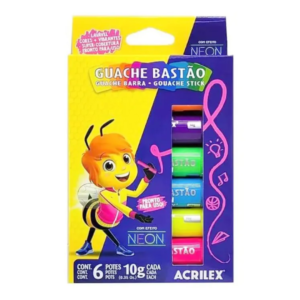 Guache Em Bastão Neon C/6 Cores ACRILEX