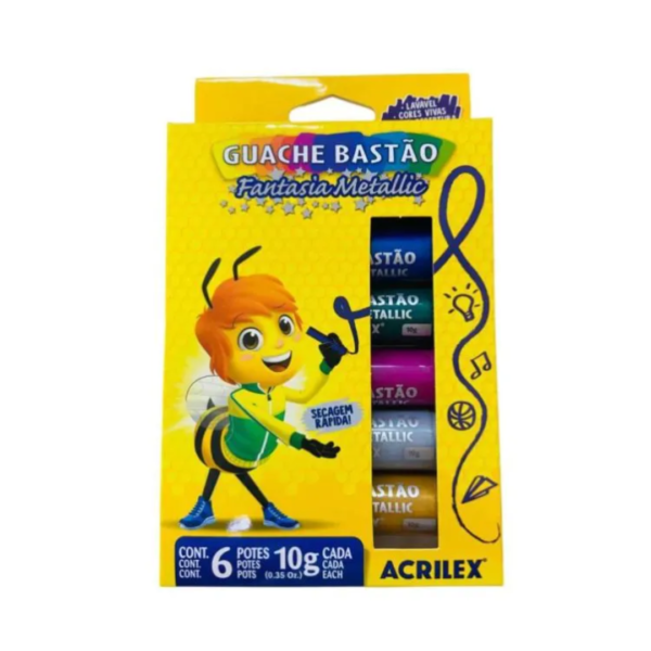 Guache Em Bastão Metallic C/6 Cores ACRILEX