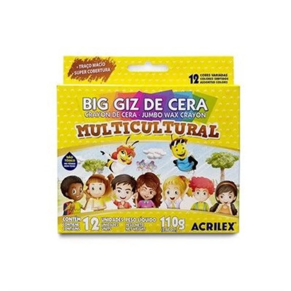 Giz de Cera Big 12 Cores Acrilex Multicultural 110grs