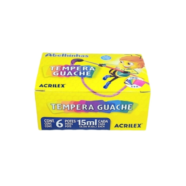 Tinta Tempera Guache 15ml 6 Cores Acrilex