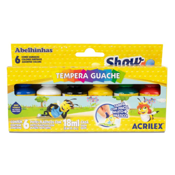 Tinta Guache Acrilex Show Color 18ML 6 CORES C/PINCEL