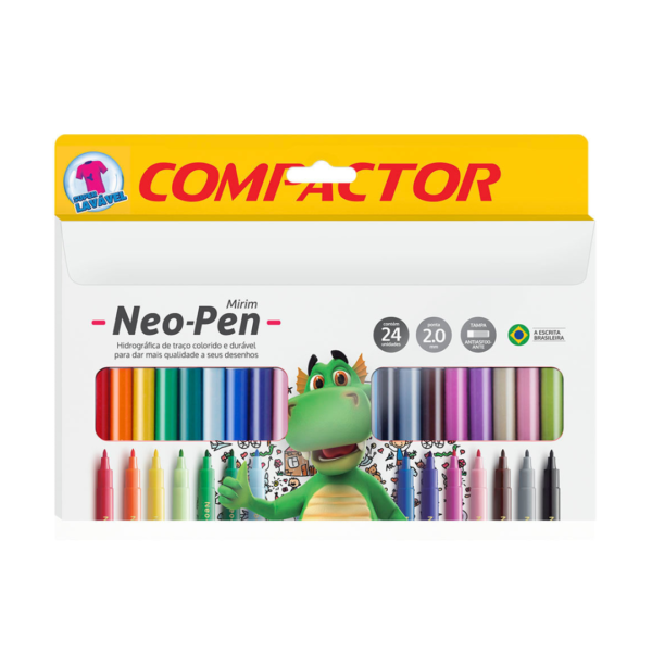Caneta Hidrográfica 24 Cores Neo Pen Mirim Compactor