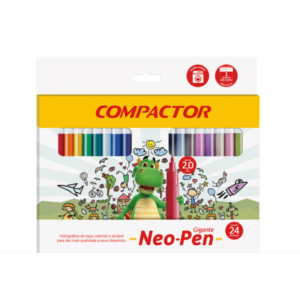 Caneta Hidrográfica Neo Pen Gigante - Com 24 Cores - Compactor