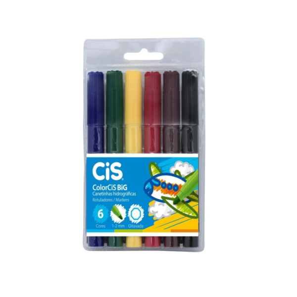 Caneta Hidrográfica Jumbo com 06 Cores Cis