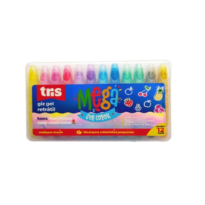 Giz De Cera Retrátil Tris Mega Gel Color Metálico C/12 Cores