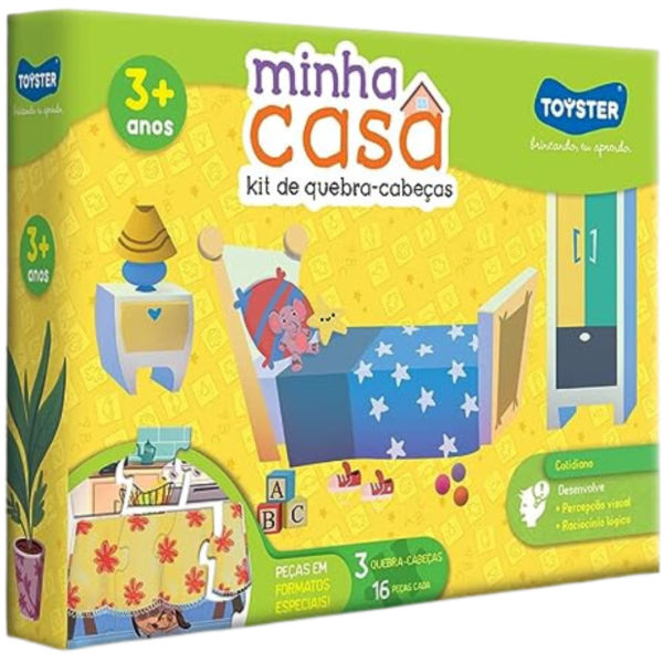 Minha Casa - Kit de Quebra-cabeças (3 quebra-cabeças de 16 peças) - Educativo - Toyster Brinquedos