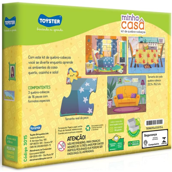 Minha Casa - Kit de Quebra-cabeças (3 quebra-cabeças de 16 peças) - Educativo - Toyster Brinquedos - Imagem 2