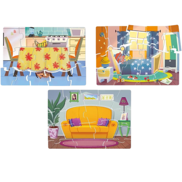 Minha Casa - Kit de Quebra-cabeças (3 quebra-cabeças de 16 peças) - Educativo - Toyster Brinquedos - Imagem 4