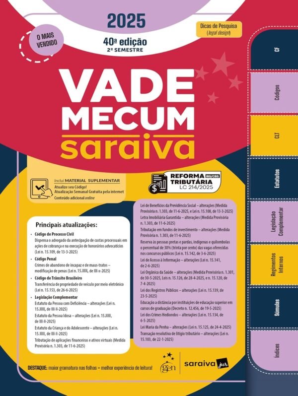 Vade Mecum Saraiva Tradicional - 40ª Edição 2025 - Capa dura - Imagem 2