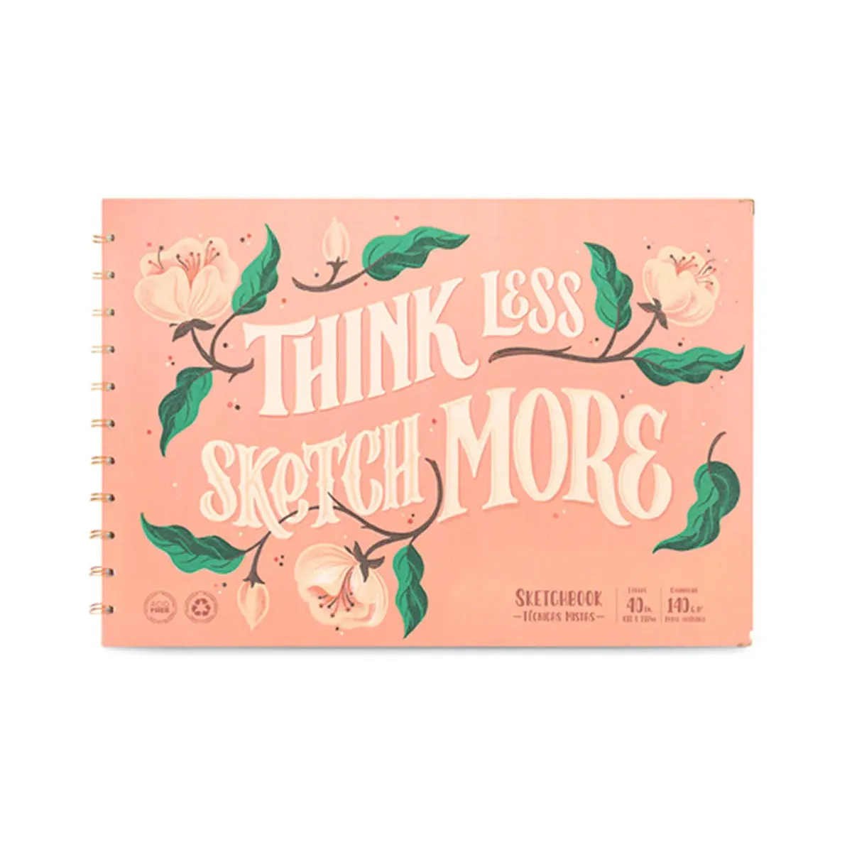 Caderno desenho - Sketchbook A4 Ótima Ultra Coral - 40 folhas (140g/m²)